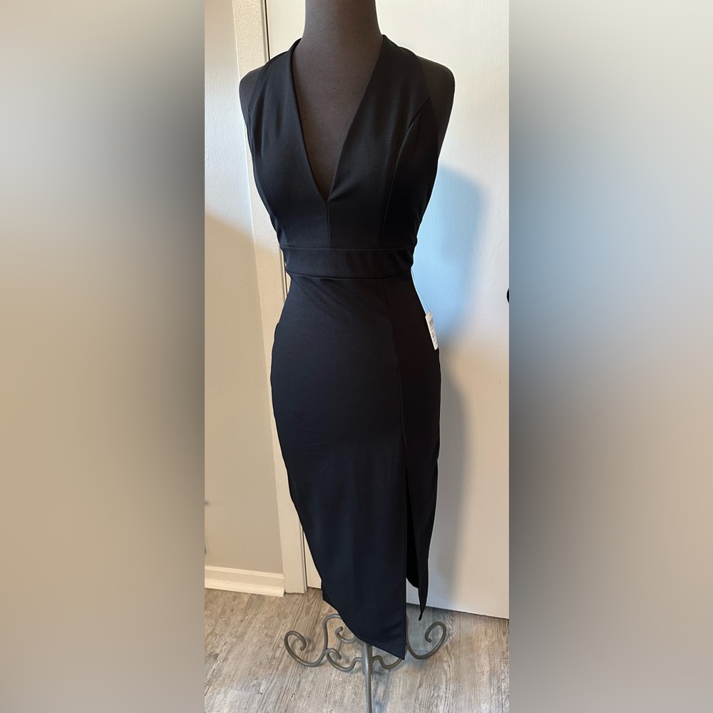 NWT Gorgeous Black evening gown with slit